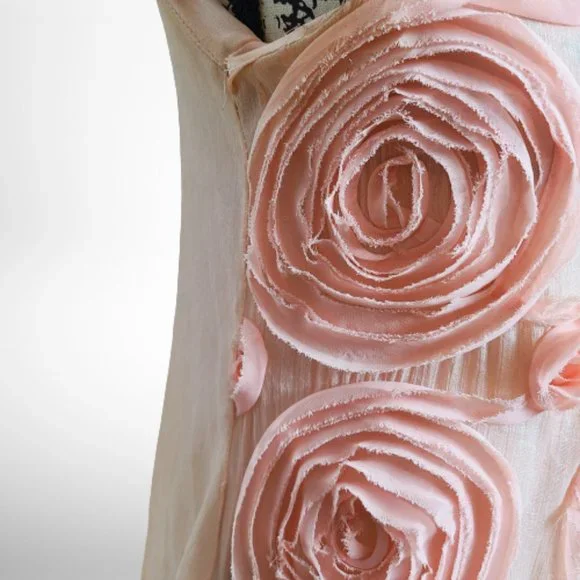 Sue Wong Beautiful Pink Rosette Roses Dress - Size 6 - Picture 6 of 12